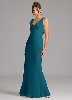 Azazie Rylina Bridesmaid Dresses Ink Blue Mermaid Pleated Chiffon Dress image4