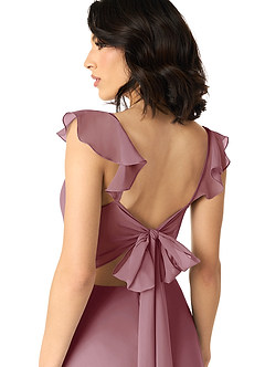 Azazie Everett Bridesmaid Dresses Vintage Mauve A-Line V-neck Ruched Chiffon Dress image5