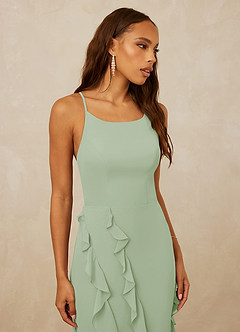 Christian Siriano Bridal for Azazie 1006 Bridesmaid Dresses Dusty Sage Mermaid Ruched Chiffon Dress image6