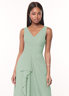 Azazie Julianna Robes de demoiselle d'honneur Robe Trapèze en Mousseline de soie Agave image5