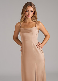 Azazie Callan Bridesmaid Dresses English Rose A-Line Pleated Stretch Satin Convertible Dress image7