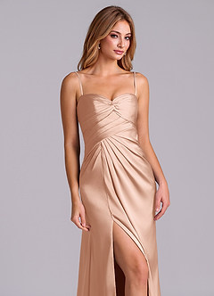 Azazie Sabrine Final Sale Rose Gold A-Line Sweetheart Neckline Stretch Satin Dress image6