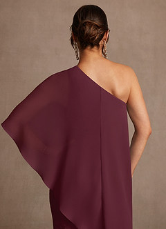Azazie Wilma Mother of the Bride Dresses Cabernet Sheath One Shoulder Floral Burnout Dress image7