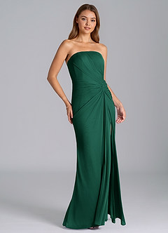 Azazie Mariya Bridesmaid Dresses Emerald Mermaid Strapless Mesh Dress image3