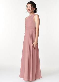 Azazie Cleo Junior Dusty Rose A-Line Pleated Chiffon Dress image5