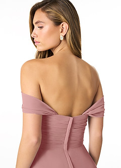 Azazie Kaitlynn Bridesmaid Dresses Dusty Rose Empire Ruched Chiffon Convertible Dress image6