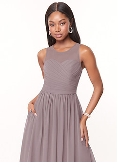 Azazie Nina Bridesmaid Dresses Dusk A-Line Pleated Chiffon Dress image5