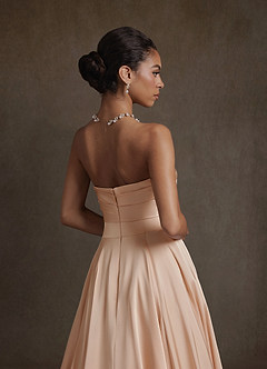 Azazie Alta Robes de mariée Robe Trapèze en Satin extensible Bustier Rose Perle image10