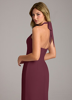 Azazie Keisha Brautjungfernkleider Etui Chiffon Kleid Cabernetrot image2