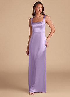 Azazie Flori Bridesmaid Dresses Lilac Sheath Side Slit Metallic Satin Dress image3