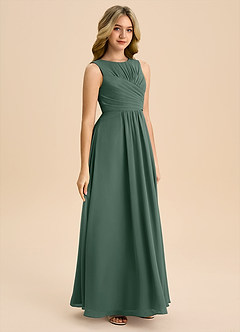 Azazie Skyla Junior A-Linie Plissee Chiffon Kleid Seemoos image4