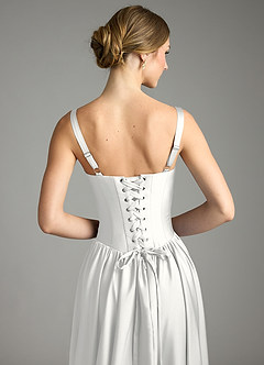 Azazie Evadina Suknie dla druhen Linia A Gorset Satyna elastyczna Do ziemi Sukienka image6