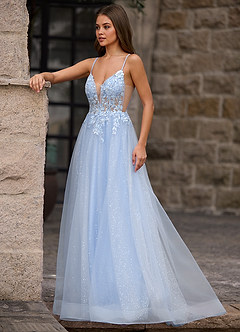 Finesse Blue A-line Prom Dress image5