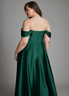 Azazie Loisa Brudepigekjoler A-linje Off the shoulder Stræk satin Gulv-længde Kjole image16