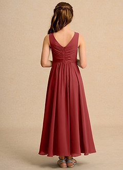 Azazie Ducky Girls Formal vestidos de niña de las flores Vestido de Óxido de Gasa de Corte en A con Plisado image2