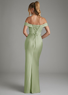 Azazie Hayden Bridesmaid Dresses Dusty Sage Mermaid Corset Stretch Satin Dress image2