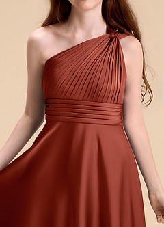 Azazie Charlize Junior Klänning av A-Line i Stretch Satin Plisserad image7