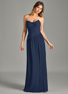 Azazie Becka Bridesmaid Dresses Dark Navy A-Line Strapless Chiffon Dress image4