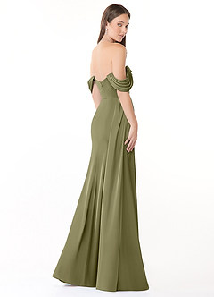 Azazie Amyra Vestidos de damas de honor Vestido de Pistacho de Satén Elástico de Corte Recto Convertible con Vestidos sin tirantes image6