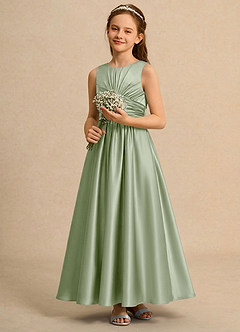 Azazie Ducky Junior Formal Flower Girl Klänningar Klä A-Line i Stretch Satin Plisserad image5