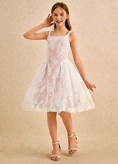 Azazie Cubbie Girls Formal Flower Girl Dresses Rosette A-Line Lace Dress image1
