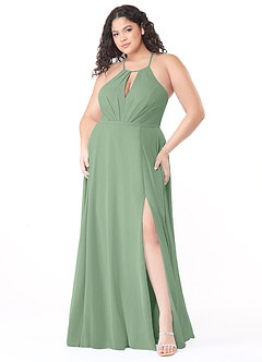 Azazie Evalleen Bridesmaid Dresses Matcha A-Line Pleated Chiffon Dress image9