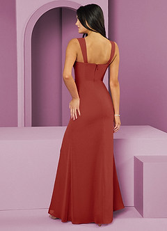 Barbie ♥ Azazie Abiti da Damigella Abito Sirena in Chiffon Plissettato Terracotta image7