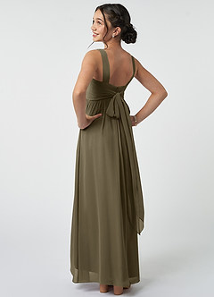 Azazie Kora Junior Willow Green A-Line Pleated Chiffon Dress image4