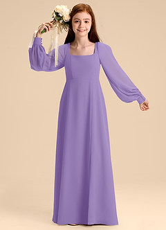 Azazie Bondi Junior Tahiti A-Line Blouson Chiffon Dress image7