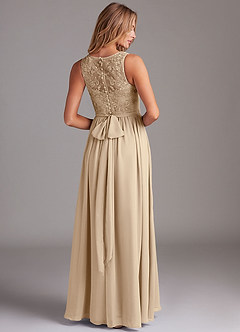 Azazie Kingsley Bridesmaid Dresses Champagne A-Line Lace Chiffon Dress image2