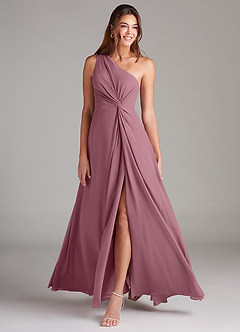 Azazie Brooke Bridesmaid Dresses Vintage Mauve A-Line One Shoulder Chiffon Dress image3