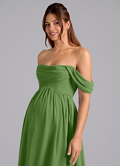 Azazie Saige Robes de demoiselle d'honneur de maternité Robe Trapèze Plissée Longueur ras du sol Mousseline de soie image6