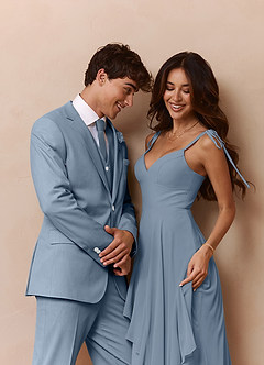 front James Dusty Blue Structured Stretch Dress Pants