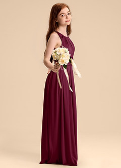 Azazie Bibiane Junior Mulberry A-Line Pleated Stretch Satin Dress image5