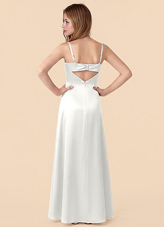Azazie Renna Junior Robe Sirène en Satin extensible Plissée Blanc image2