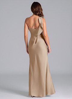 Azazie Driea Brudtärnklänningar Klä av Sjöjungfru i Stretch Satin Ena axeln Taupe image2