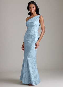 Azazie Emerson 신부 들러리 드레스 인어 오프 더 숄더 플로럴 번아웃 바닥 길이 드레스 image5