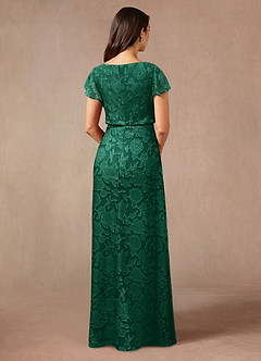 Azazie Lehi Mother of the Bride Dresses Emerald A-Line Boatneck Floral Burnout Dress image2