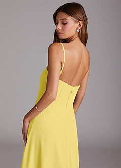 Azazie Wren 신부 들러리 드레스 A라인 사이드 슬릿 쉬폰 바닥 길이 드레스 image8