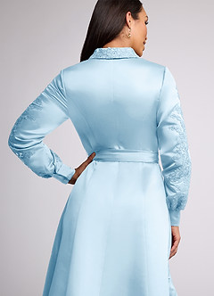 Azazie Ruth Mother of the Bride Dresses Sky Blue A-Line Lace Matte Satin Dress image5