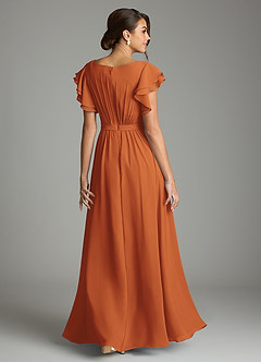 Azazie Daphne Modest Bridesmaid Dresses A-Line Ruffled Chiffon Floor-Length Dress image2