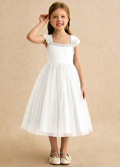 Azazie Yosemite Robe Demoiselle D'honneur Fillette Robe Princesse en Tulle Encolure en Forme de Cœur Ivoire image5