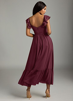 Azazie Anaya Bridesmaid Dresses Cabernet A-Line Pleated Chiffon Dress image5