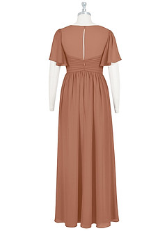 Azazie Verna Brautjungfernkleider für Schwangere A-Linie V-Hals Gerüscht Chiffon Bodenlänge Kleid image8