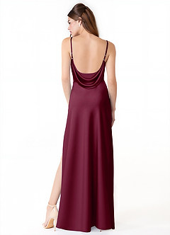 Azazie Alaija Bridesmaid Dresses Mulberry Mermaid Side Slit Stretch Satin Dress image4