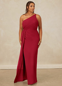 Christian Siriano Bridal for Azazie 1003 Bridesmaid Dresses Scarlet Sheath One Shoulder Chiffon Dress image10