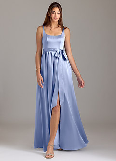 Azazie Elliott Bridesmaid Dresses Ice A-Line with Pockets Stretch Satin Dress image5