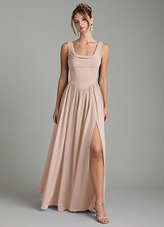 Azazie Novi Brautjungfernkleider A-Linie Plissee Chiffon Kleid Englisches Rosa image1