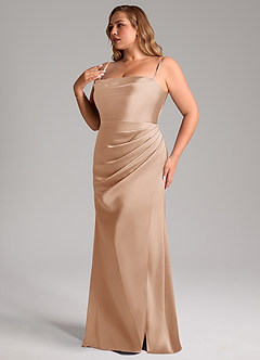 Azazie Leonis Bridesmaid Dresses English Rose Mermaid Pleated Stretch Satin Convertible Dress image13