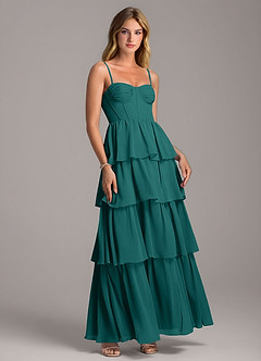 Azazie Alanna Brautjungfernkleider A-Linie Herzausschnitt Chiffon Kleid Pfau image1
